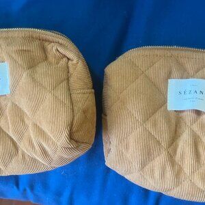 Set of 2 Sezane Sézane mustard yellow cosmetic makeup travel bags